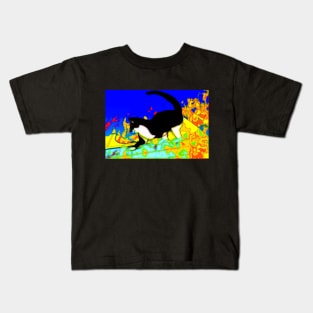 CUTE Tuxedo Cat living a psychedelic dream  Copyright TeAnne Kids T-Shirt